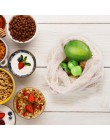 9 sztuk organiczna bawełna siatki torby z siatki do przechowywania warzyw owocowych torba sznurek siatka wielokrotnego użytku op