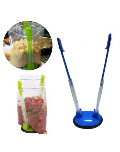 Regulowany antypoślizgowe do przechowywania Ziplock uchwyt na torebkę klips do torebek ręce-darmowe plastikowe ręce Baggy stojak