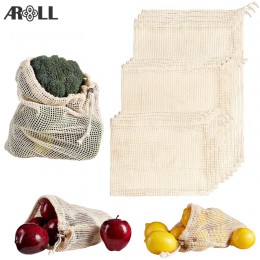 Wielokrotnego użytku torby z siatki organicznej bawełny torby z siatki kuchennej torba wielokrotnego użytku siatki bawełniane to