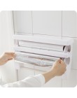 ATUCOHO Store kuchnia lodówka powiesić uchwyt do przechowywania folii Wrap Cutter blaszane arkusze uchwyt na ręcznik papierowy p
