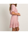 Letnia sukienka 2020 styl boho sukienka plażowa moda z krótkim rękawem dekolt w szpic Polka Dot-line Party Dress Sundress Vestid