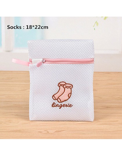 3 kolory haft worek na pranie chronione bielizna biustonosz skarpetki dedykowane pranie etui Zipper Mesh bielizna do prania bius