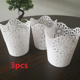 3 sztuk/partii koronka Hollow makijaż pędzelek do zdobień bagażu Holder organizer na biurko wazon kwiatów Pot biały
