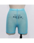 OMSJ nowy wysokiej talii kobiety Sexy Neon zielony różowy perspektywa Mesh Sheer spodenki do pływania dół od bikini Cover Up sta