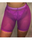 OMSJ nowy wysokiej talii kobiety Sexy Neon zielony różowy perspektywa Mesh Sheer spodenki do pływania dół od bikini Cover Up sta