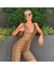 Simenual Leopard V Neck Fitness Biker Playsuits bez rękawów Sexy moda pajacyki damskie kombinezony Skinny lato Slim Playsuit Hot