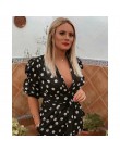 Chic kobiet Polka Dot drukuj moda Za czarny przebrania 2019 lato w stylu Vintage z długim rękawem wysokiej talii z paskiem krótk