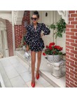 Chic kobiet Polka Dot drukuj moda Za czarny przebrania 2019 lato w stylu Vintage z długim rękawem wysokiej talii z paskiem krótk