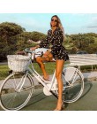 Chic kobiet Polka Dot drukuj moda Za czarny przebrania 2019 lato w stylu Vintage z długim rękawem wysokiej talii z paskiem krótk