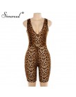 Simenual Leopard V Neck Fitness Biker Playsuits bez rękawów Sexy moda pajacyki damskie kombinezony Skinny lato Slim Playsuit Hot