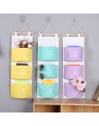 Flamingo wzór Cotton Linen wisząca torba do przechowywania 3 kieszenie naścienny wiszący worek do garderoby pokrowiec na ścianę 