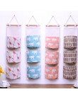 Flamingo wzór Cotton Linen wisząca torba do przechowywania 3 kieszenie naścienny wiszący worek do garderoby pokrowiec na ścianę 