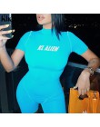 Kliou kobiety obcisłe body kombinezon na krótki rękaw odblaskowe list drukuj pajacyki 2019 kobiet golf moda body na co dzień