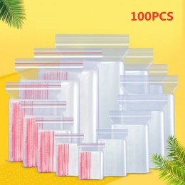 100 sztuk plastikowe torby na zamek błyskawiczny biżuteria opakowanie strunowe opakowanie do przechowywania żywności świeżo prze