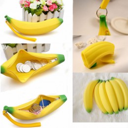 1 X Kawaii Unisex mężczyźni kobiety dziewczęta nowość silikonowe przenośne Banana Coin piórnik na ołówki i pióra torebka Case po