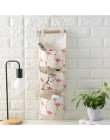 Flamingo wzór Cotton Linen wisząca torba do przechowywania 3 kieszenie naścienny wiszący worek do garderoby pokrowiec na ścianę 
