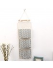 Flamingo wzór Cotton Linen wisząca torba do przechowywania 3 kieszenie naścienny wiszący worek do garderoby pokrowiec na ścianę 