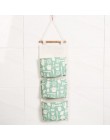 Flamingo wzór Cotton Linen wisząca torba do przechowywania 3 kieszenie naścienny wiszący worek do garderoby pokrowiec na ścianę 