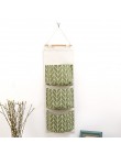 Flamingo wzór Cotton Linen wisząca torba do przechowywania 3 kieszenie naścienny wiszący worek do garderoby pokrowiec na ścianę 