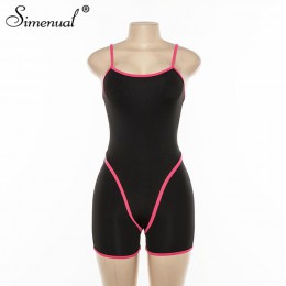 Simenual Casual sportowa odzież sportowa kombinezon z otwartymi plecami Sexy Push Up pasek pajacyki kombinezon damski trening Fi