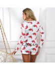 Nowatorski styl Chili drukowane krótkie kombinezony jednoczęściowe z długim rękawem Casual V-neck Bodycon Romper Slim Stretch Se