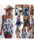 Styl boho Playsuit kwiatowy Print seksowne rampersy krótkie ogrodniczki Top Macacao Feminino kobiety ubrania w stylu casual, let