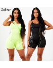 Lato Neon kolor odblaskowy bez rękawów playsuit 2019 moda basic czarna elastyczna casual damskie body odzież do joggingu odzież 