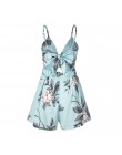 DANJEANER kobiety moda nowy łuk Backless Sexy Playsuits 2019 w stylu casual, letnia chusta V-neck Mini pajacyki kobiety drukuj l