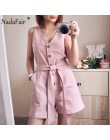 Nadafair Casual Playsuit kobieta Off pasek na ramię tunika różowa czarna porządna lato elegancki krótki kombinezon 2020 kombinez
