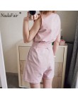 Nadafair Casual Playsuit kobieta Off pasek na ramię tunika różowa czarna porządna lato elegancki krótki kombinezon 2020 kombinez