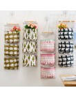 Flamingo wzór Cotton Linen wisząca torba do przechowywania 3 kieszenie naścienny wiszący worek do garderoby pokrowiec na ścianę 