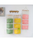 Flamingo wzór Cotton Linen wisząca torba do przechowywania 3 kieszenie naścienny wiszący worek do garderoby pokrowiec na ścianę 