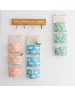 Flamingo wzór Cotton Linen wisząca torba do przechowywania 3 kieszenie naścienny wiszący worek do garderoby pokrowiec na ścianę 