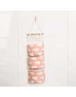 Flamingo wzór Cotton Linen wisząca torba do przechowywania 3 kieszenie naścienny wiszący worek do garderoby pokrowiec na ścianę 