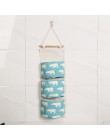 Flamingo wzór Cotton Linen wisząca torba do przechowywania 3 kieszenie naścienny wiszący worek do garderoby pokrowiec na ścianę 