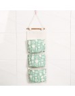 Flamingo wzór Cotton Linen wisząca torba do przechowywania 3 kieszenie naścienny wiszący worek do garderoby pokrowiec na ścianę 