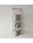 Flamingo wzór Cotton Linen wisząca torba do przechowywania 3 kieszenie naścienny wiszący worek do garderoby pokrowiec na ścianę 