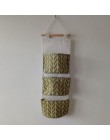 Flamingo wzór Cotton Linen wisząca torba do przechowywania 3 kieszenie naścienny wiszący worek do garderoby pokrowiec na ścianę 