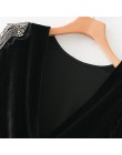 Vintage aplikacje z koralikami aksamitne Body kobiety 2020 moda Sexy Backless V Neck Crossover panie Playsuits Casual Body Femme