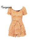 Fargeous Off Shoulder Boho drukuj krótki kombinezon 2020 lato kobiety moda wzburzyć wysokiej talii pajacyki dziewczyna plaża wak