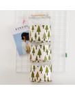 Flamingo wzór Cotton Linen wisząca torba do przechowywania 3 kieszenie naścienny wiszący worek do garderoby pokrowiec na ścianę 