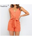 Nadafair Casual Playsuit kobieta Off pasek na ramię tunika różowa czarna porządna lato elegancki krótki kombinezon 2020 kombinez