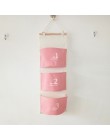 Flamingo wzór Cotton Linen wisząca torba do przechowywania 3 kieszenie naścienny wiszący worek do garderoby pokrowiec na ścianę 