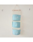 Flamingo wzór Cotton Linen wisząca torba do przechowywania 3 kieszenie naścienny wiszący worek do garderoby pokrowiec na ścianę 