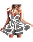 Styl boho Playsuit kwiatowy Print seksowne rampersy krótkie ogrodniczki Top Macacao Feminino kobiety ubrania w stylu casual, let