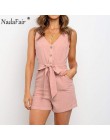 Nadafair Casual Playsuit kobieta Off pasek na ramię tunika różowa czarna porządna lato elegancki krótki kombinezon 2020 kombinez