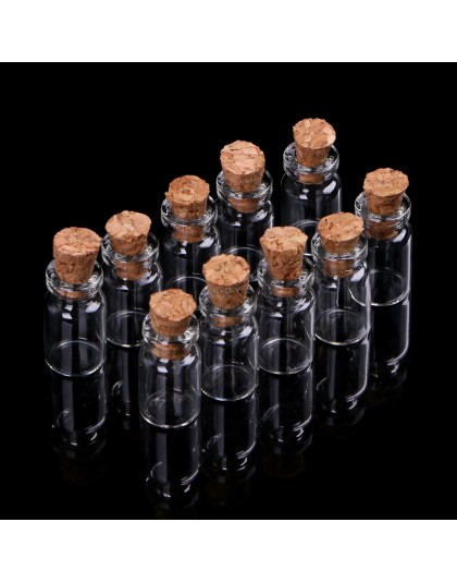 10 sztuk mini szklane butelka z życzeniami fiolka z korek wisiorek 0.5/1/2/20mL