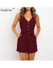Nadafair Casual Playsuit kobieta Off pasek na ramię tunika różowa czarna porządna lato elegancki krótki kombinezon 2020 kombinez