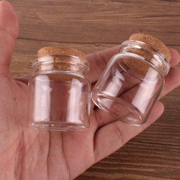24 sztuk 37*40*27mm 20ml mini szklane butelki z życzeniami małe słoiczki fiolki z korek prezent ślubny