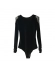 Vintage aplikacje z koralikami aksamitne Body kobiety 2020 moda Sexy Backless V Neck Crossover panie Playsuits Casual Body Femme